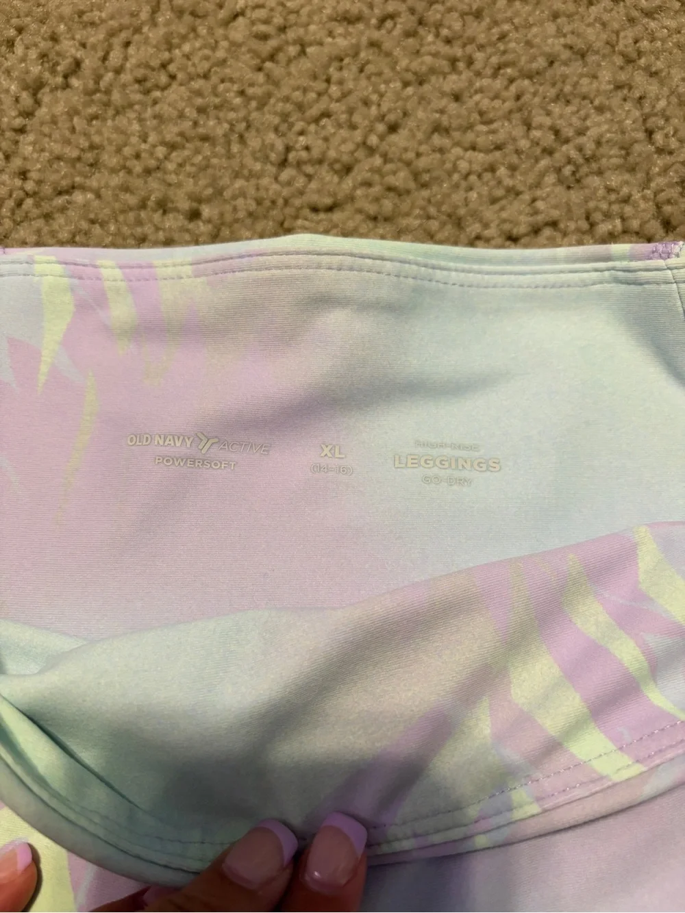Old Navy Pastel Lavender & Mint Leaf-Print Girls' Leggings